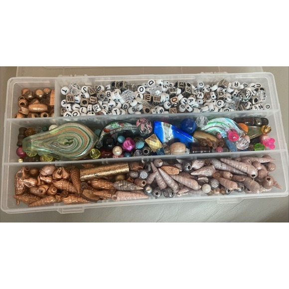 Other - Lot of Bead Soup Random Mix & Letters & Sea Shells 1lb Plastic Box Included #8